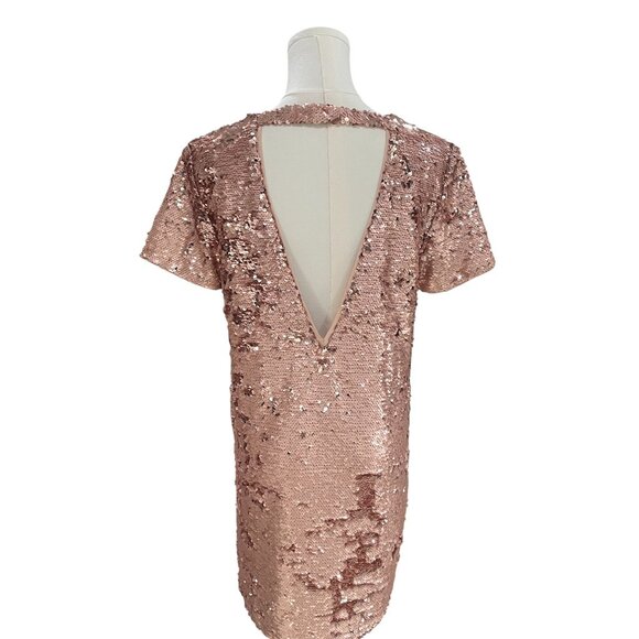 Forever 21 Blush Pink Sequin Mini Dress Size Small Party Cocktail Holiday Glam - Picture 9 of 9